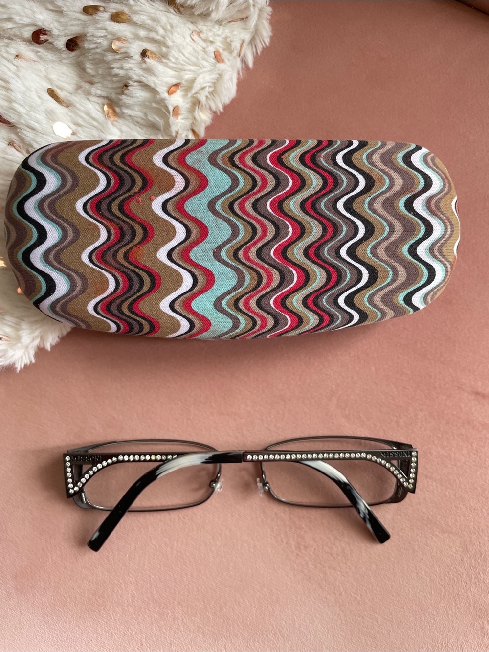 Auth.Missoni Italy Woman’s Eyeglasses with Rhinestones Gorgeous Design
